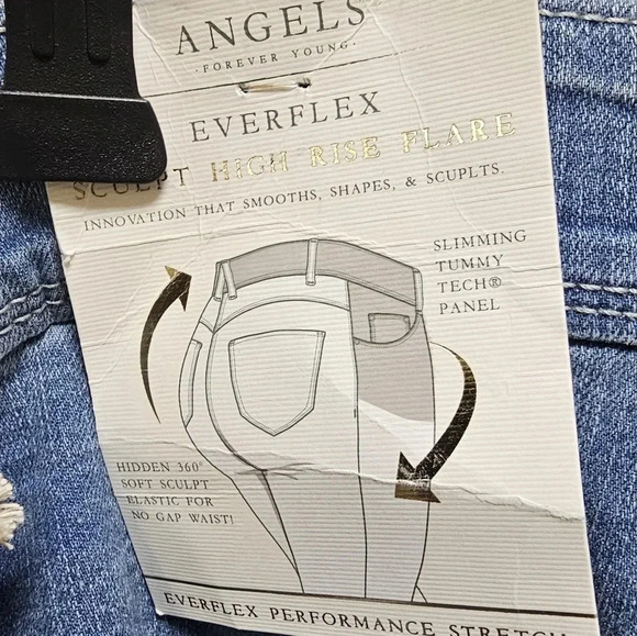 Angels Everflex Sculpt High Rise Flare Jeans Denim Size 24 W waist 22 - Picture 3 of 7